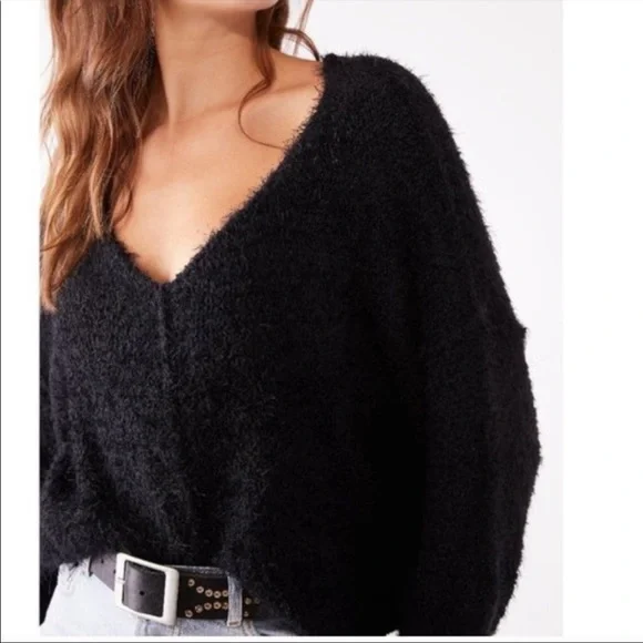 Free People Princess V-Neck Fuzzy Sweater - Picture 8 of 9
